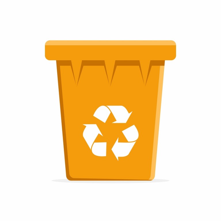 Vector Orange Recycle Bin for Trash and Garbage Barna Recycling